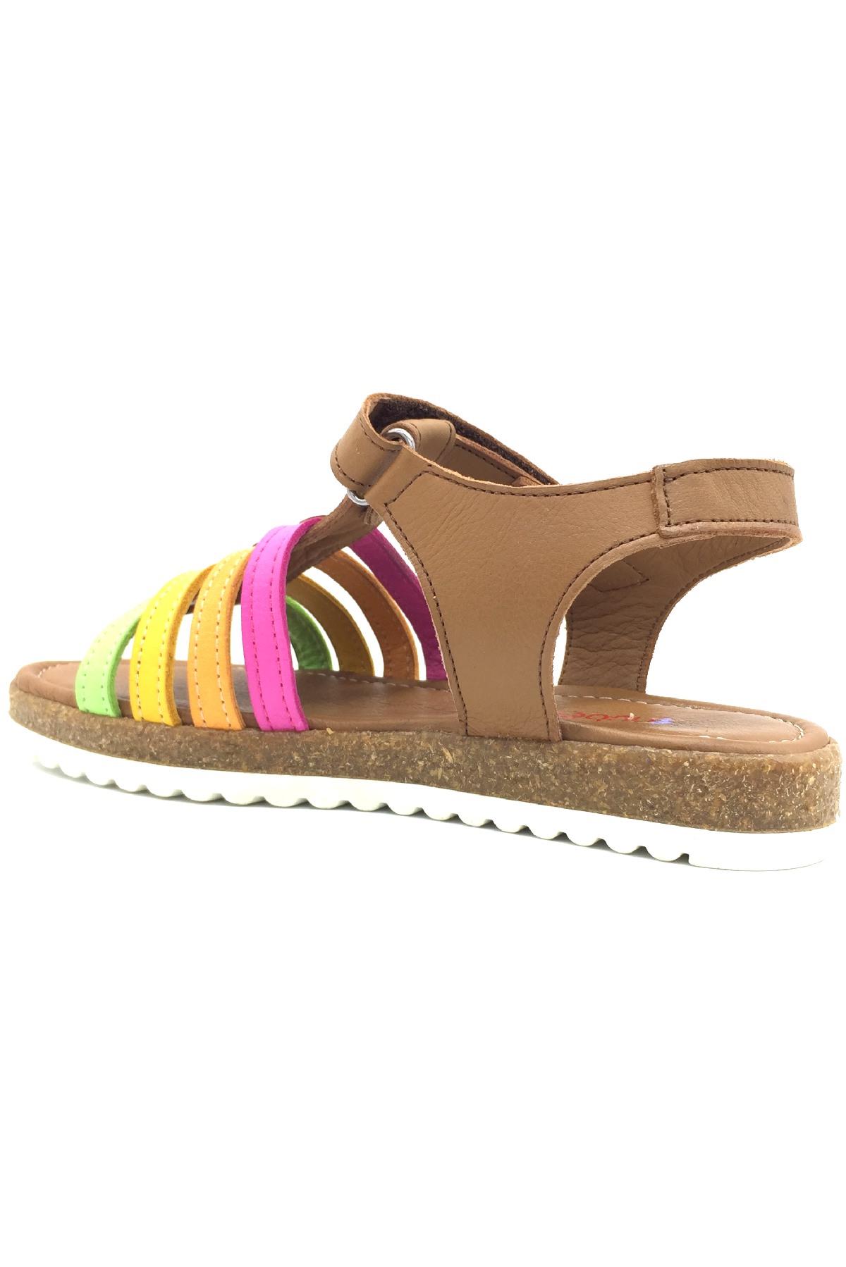 Renkli Şeritli Bodrum Tipi Sandalet Renkli