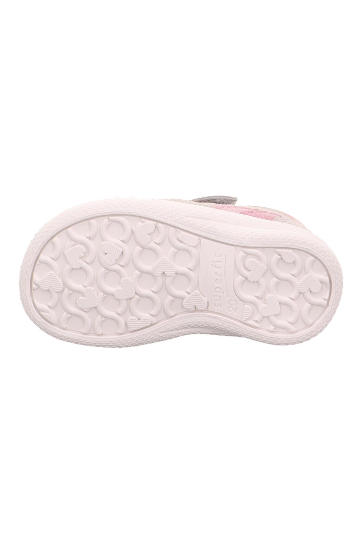 Superfit Çiçekli Deri İlk Adım Sandalet Gri-Pembe