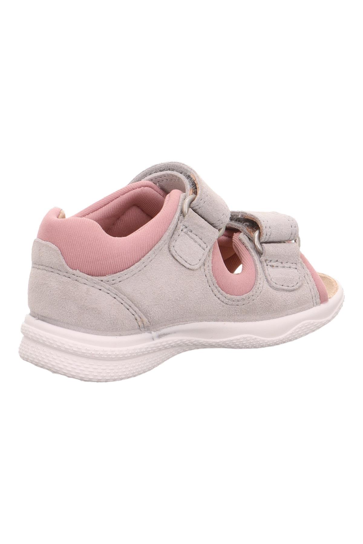 Superfit Çiçekli Deri İlk Adım Sandalet Gri-Pembe