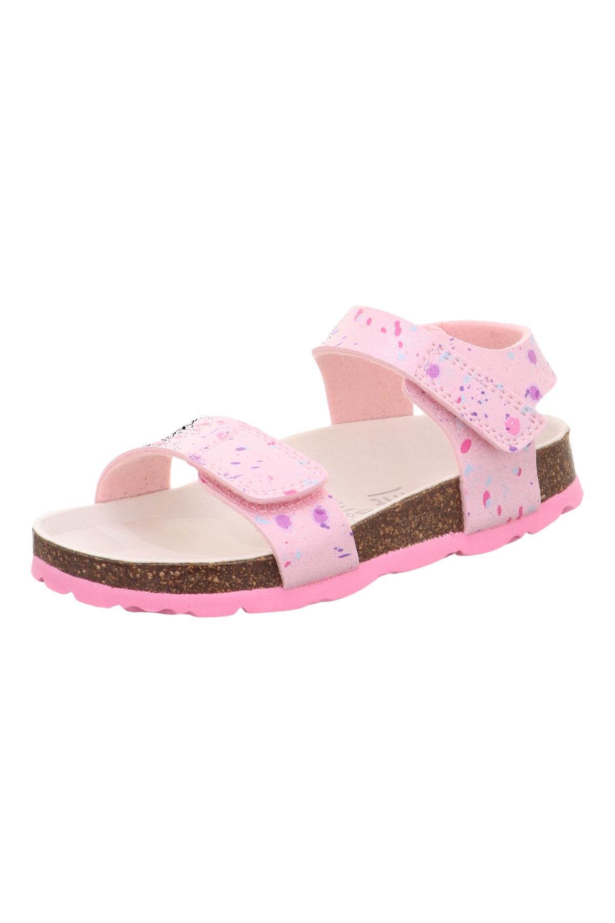 Superfit Desenli Çocuk Mantar Taban Sandalet Pembe