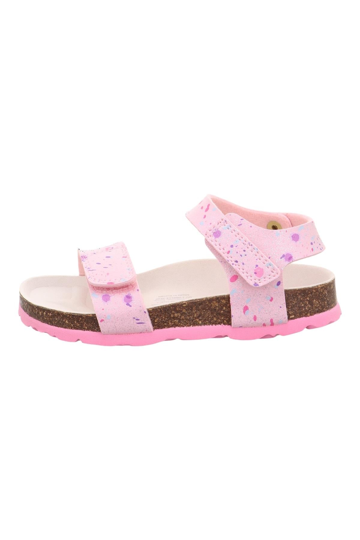 Superfit Desenli Çocuk Mantar Taban Sandalet Pembe