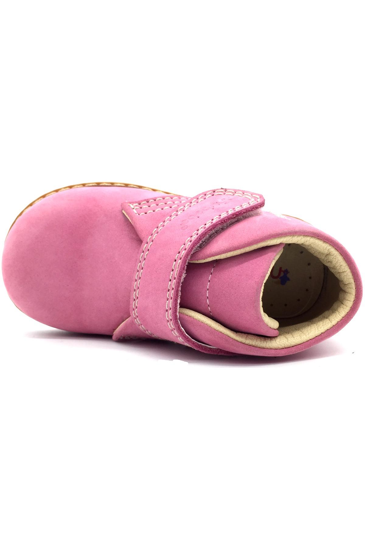 Tamamen Hakiki Deri ve Ortopedik Çocuk Botu Pembe