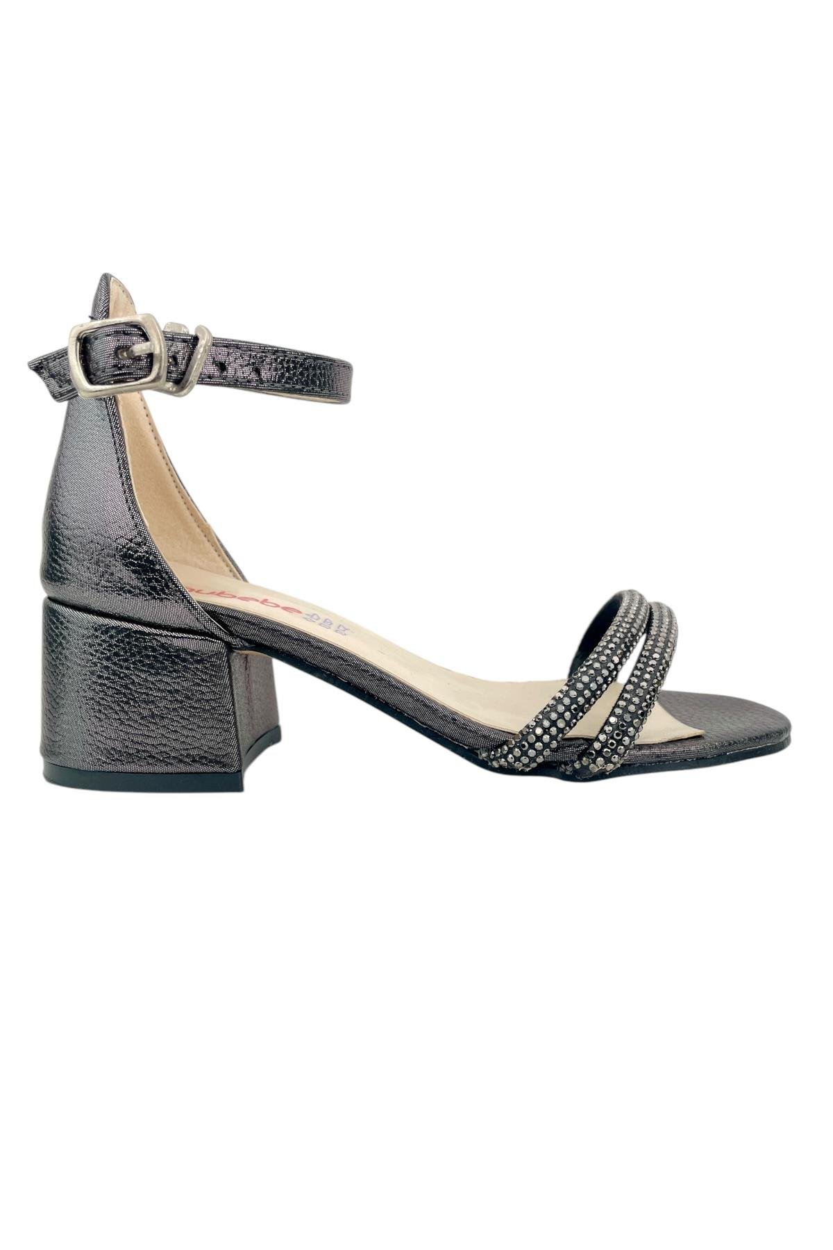 Taşlı Topuklu Ayakkabı Siyah