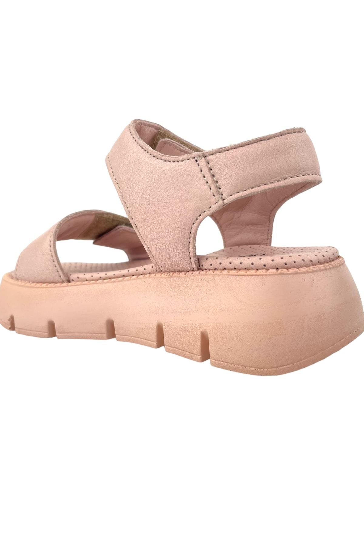Top Level Deri Kız Çocuk Sandalet Pudra