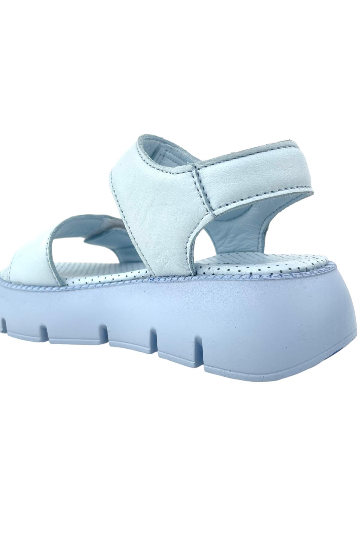 Top Level Hakiki Deri Çocuk Sandalet Mavi