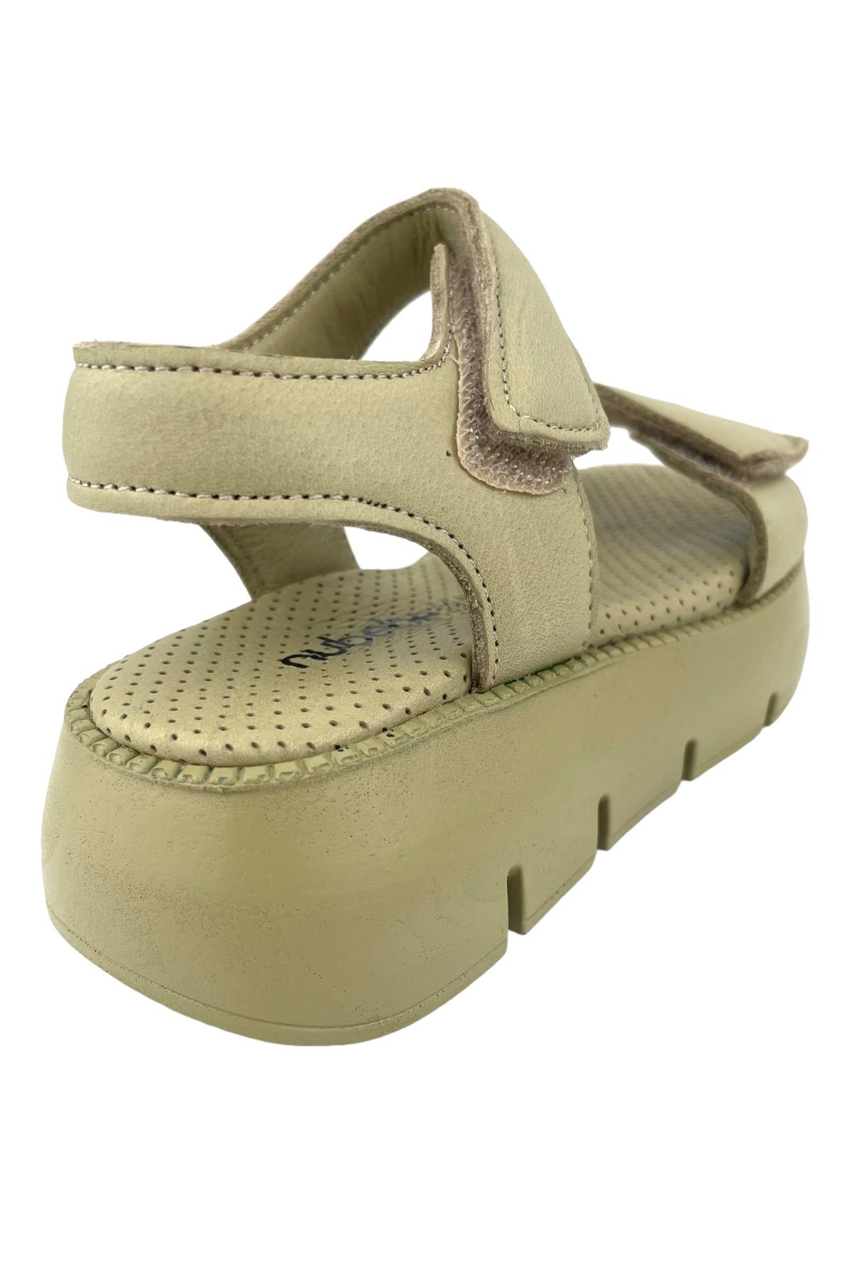Top Level Hakiki Deri Çocuk Sandalet Olive