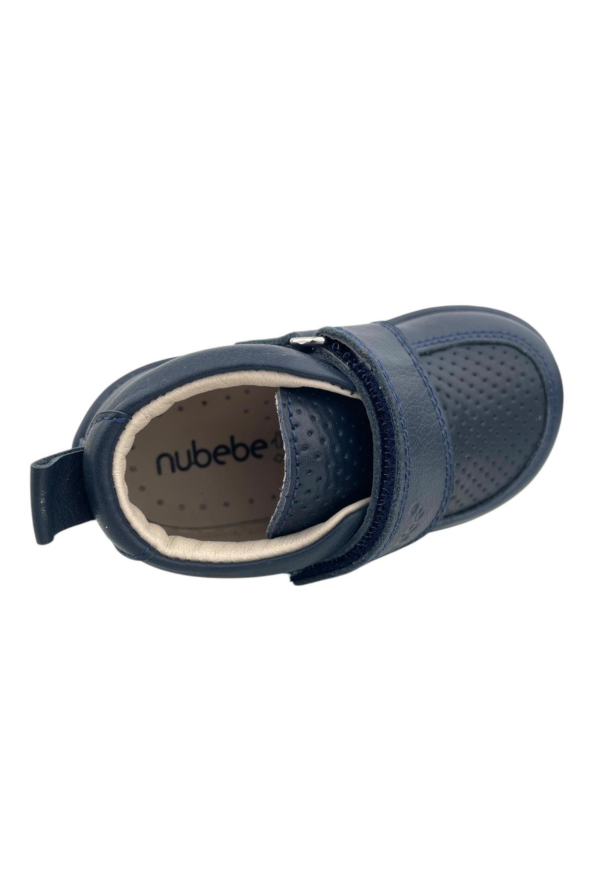 Zamansız Çocuk Ayakkabısı Cırtlı ve Gerçek Deri Lacivert