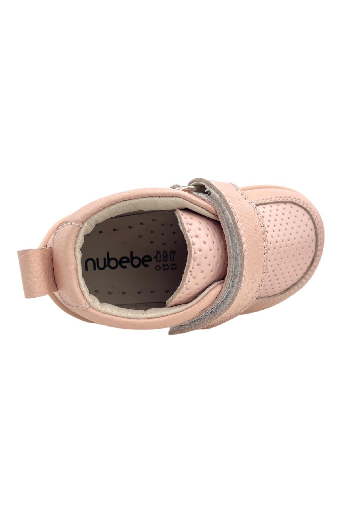 Zamansız Çocuk Ayakkabısı Cırtlı ve Gerçek Deri Pudra