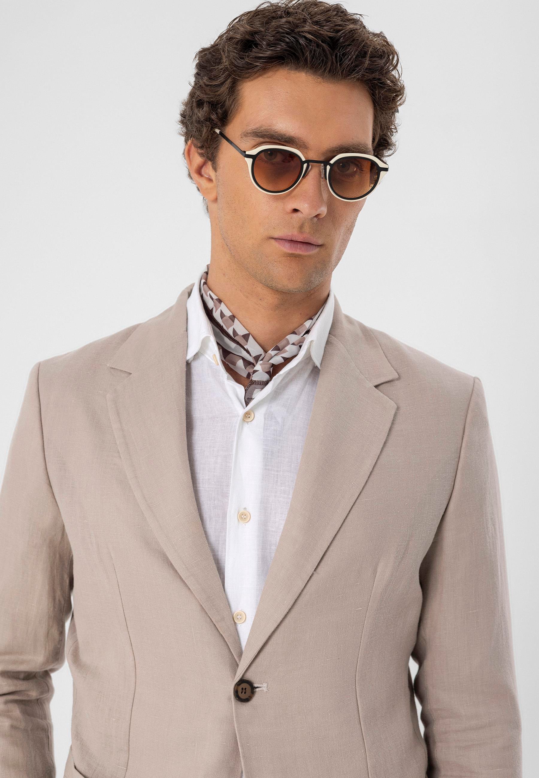 Antioch Bej %100 Keten Erkek Blazer Ceket