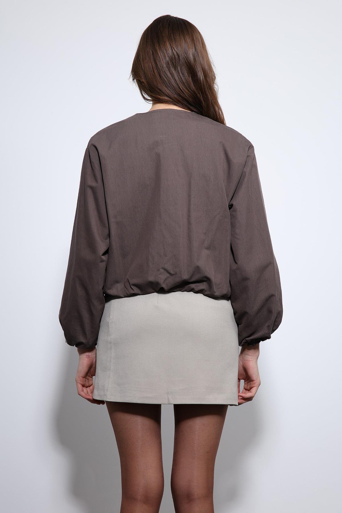 Antioch Acı Kahve Crop Kadın Bomber Mont