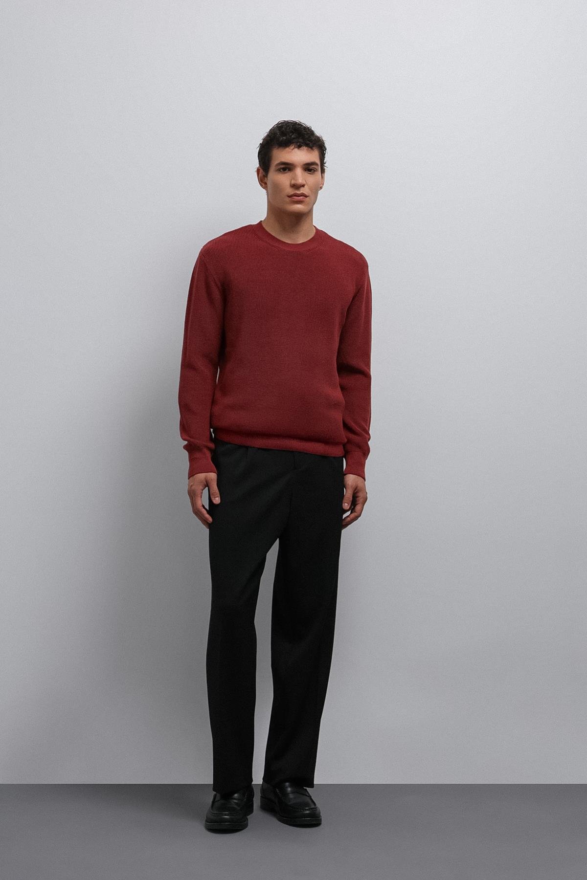 Antioch Açık Bordo Dokulu Erkek Kazak