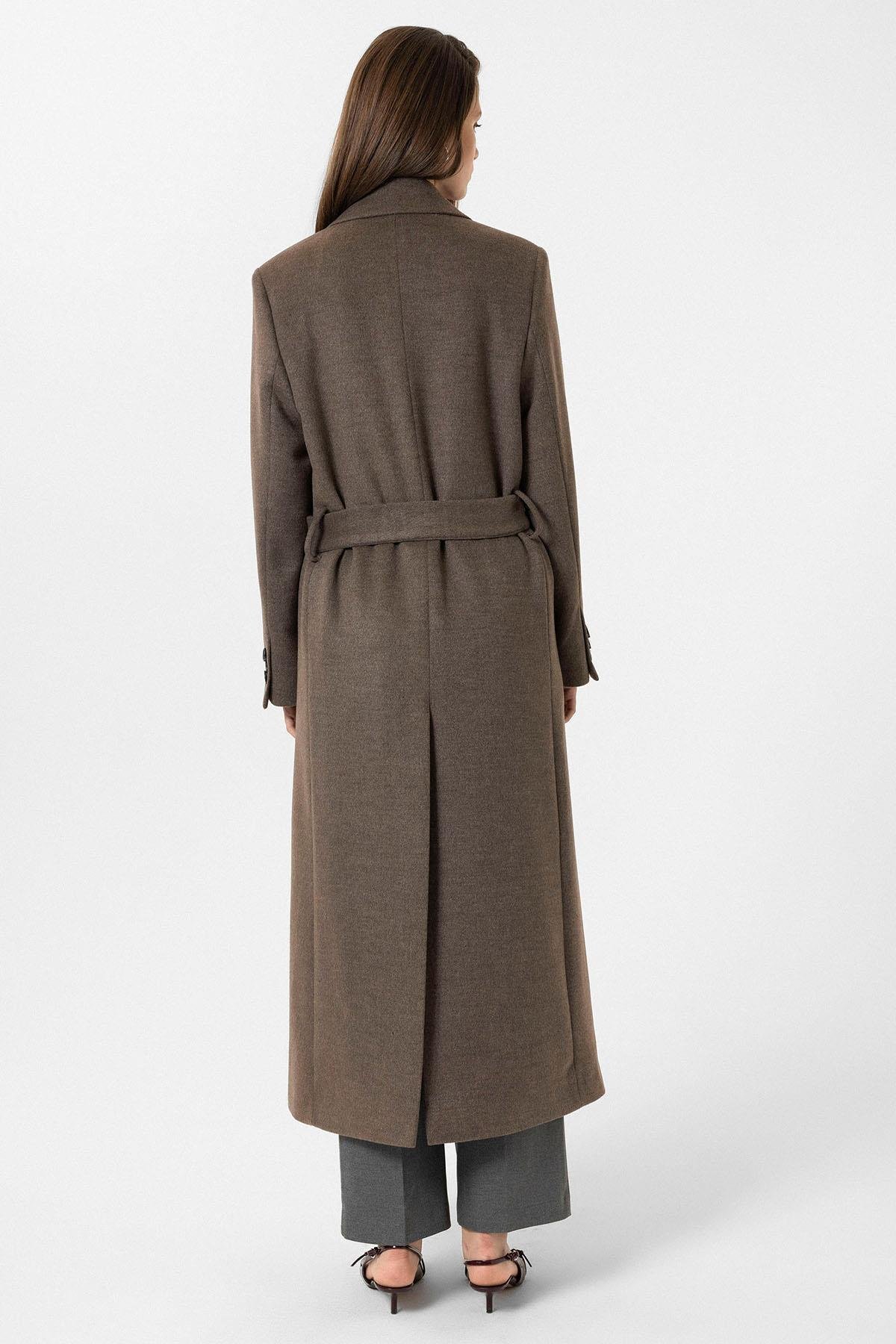 Antioch Açık Kahve Kadın Kuşaklı Kruvaze Kaban