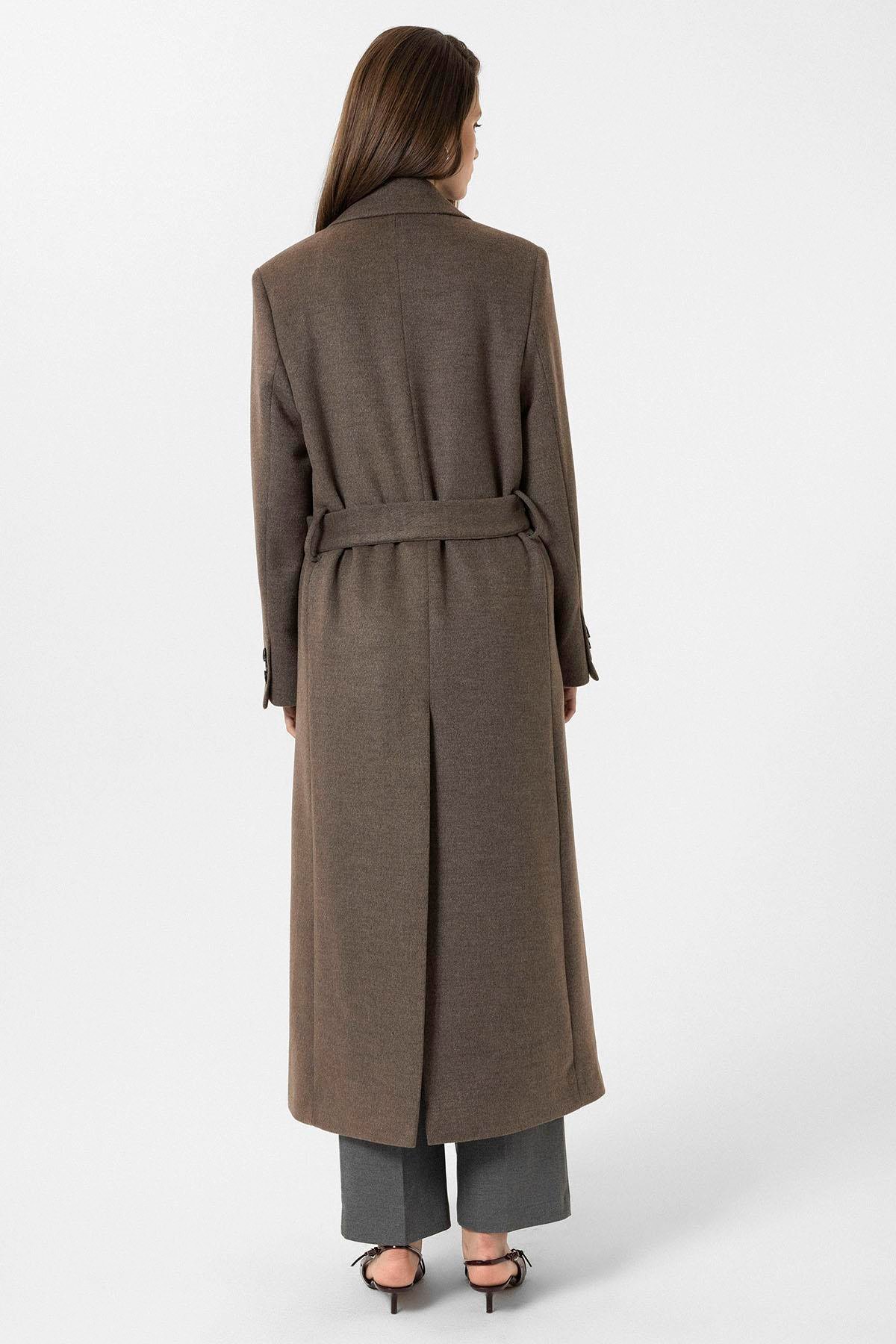 Antioch Açık Kahve Kadın Kuşaklı Kruvaze Kaban