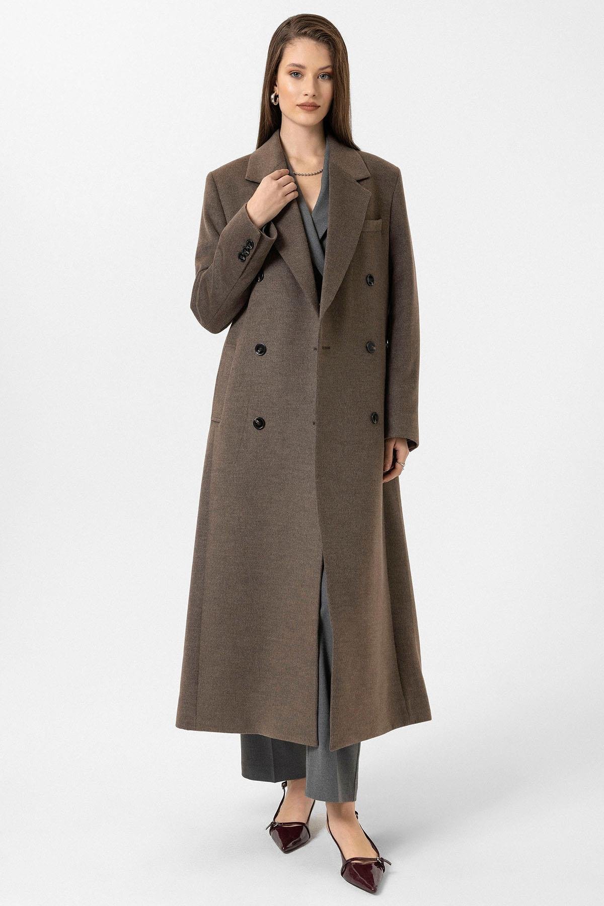 Antioch Açık Kahve Kadın Kuşaklı Kruvaze Kaban