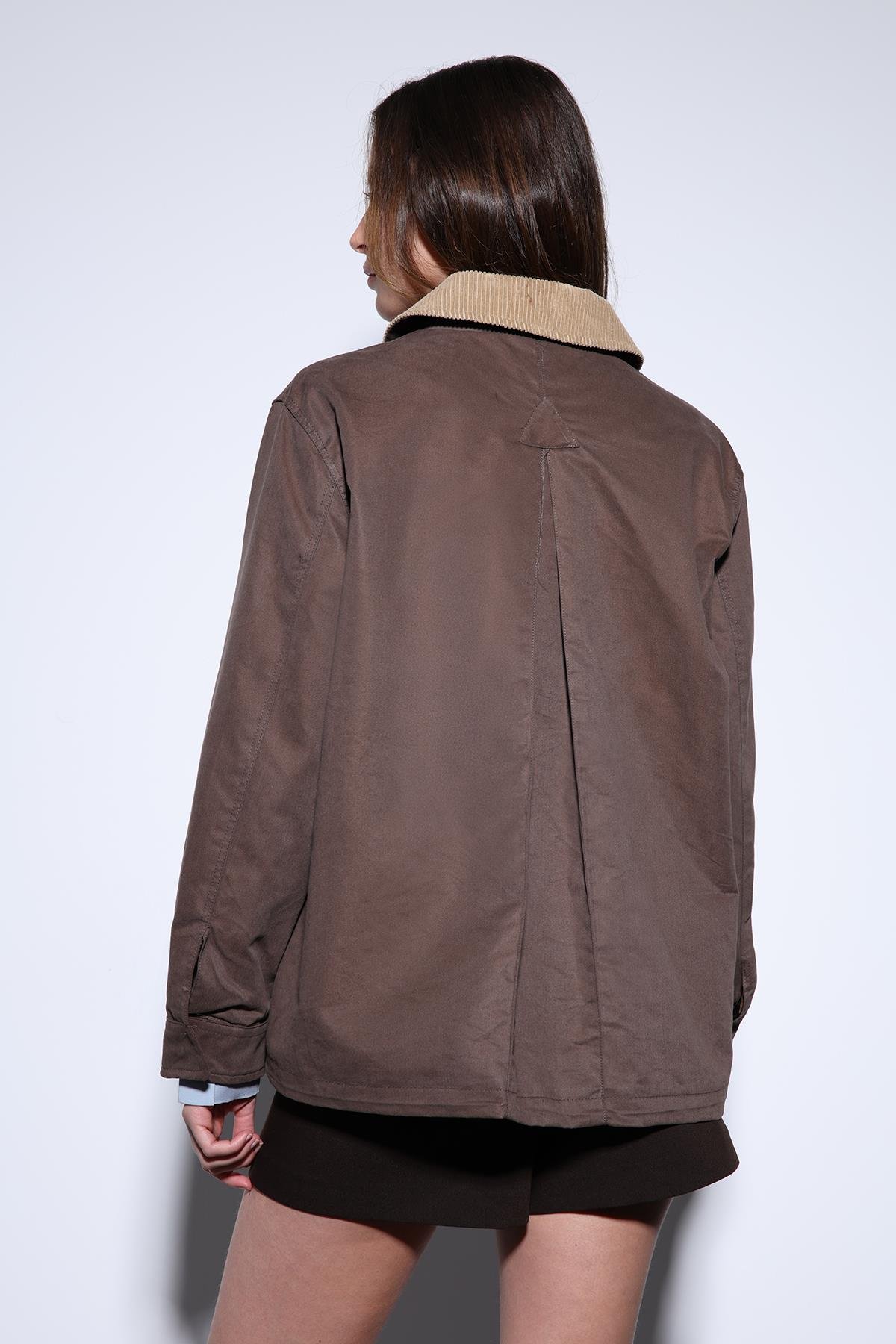 Antioch Açık Kahve Kontrast Yaka Kadın Ceket