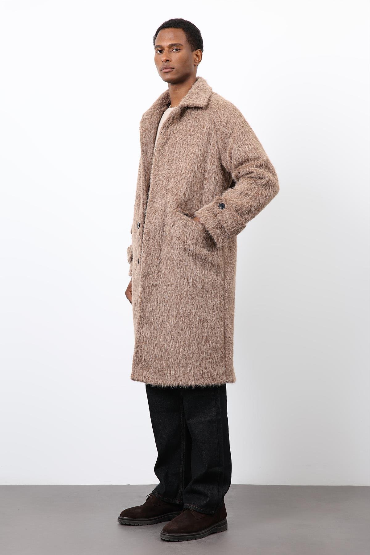 Antioch Açık Kahve Suni Kürk Erkek Kaban