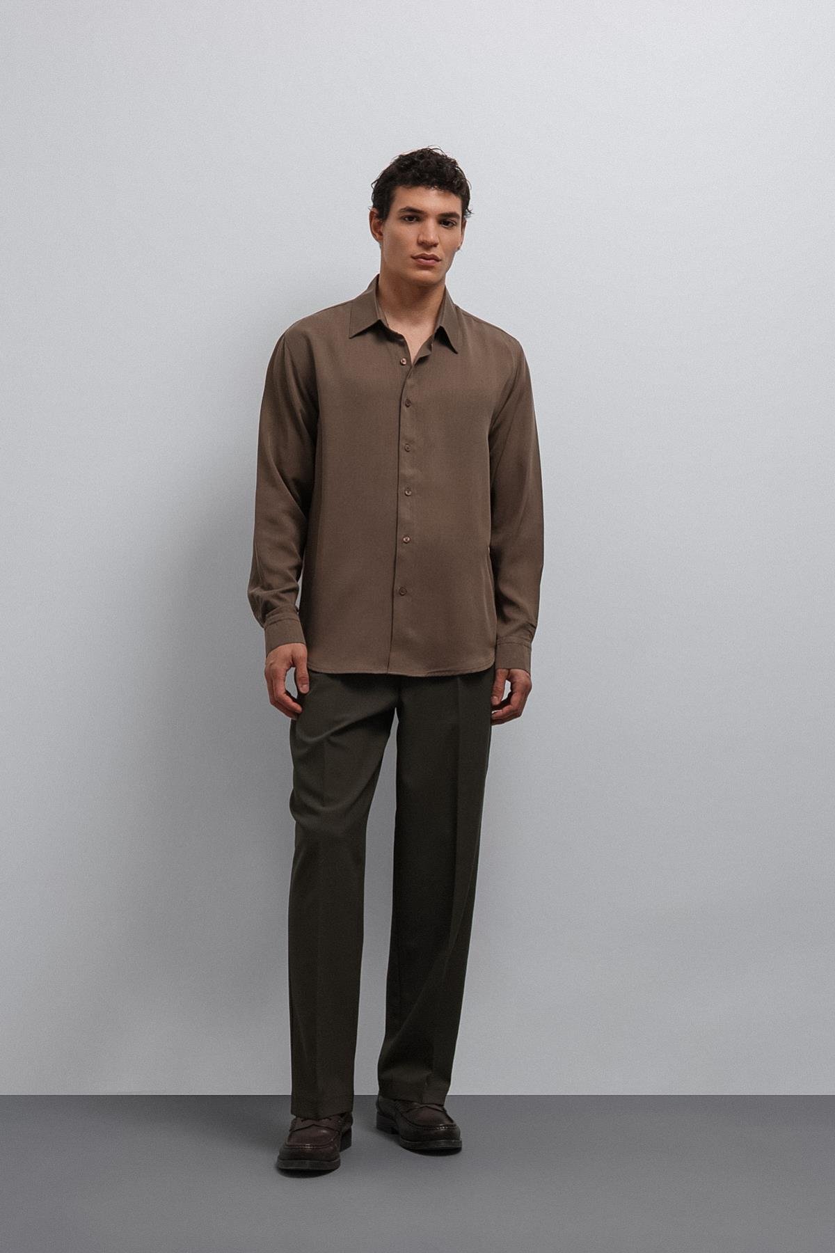 Antioch Açık Kahve Teknik Regular Fit Erkek Gömlek