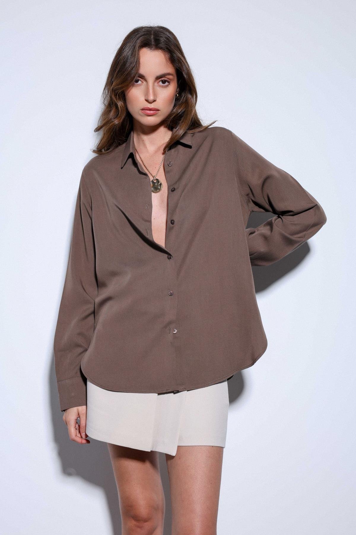 Antioch Açık Kahve Tensel Kadın Gömlek