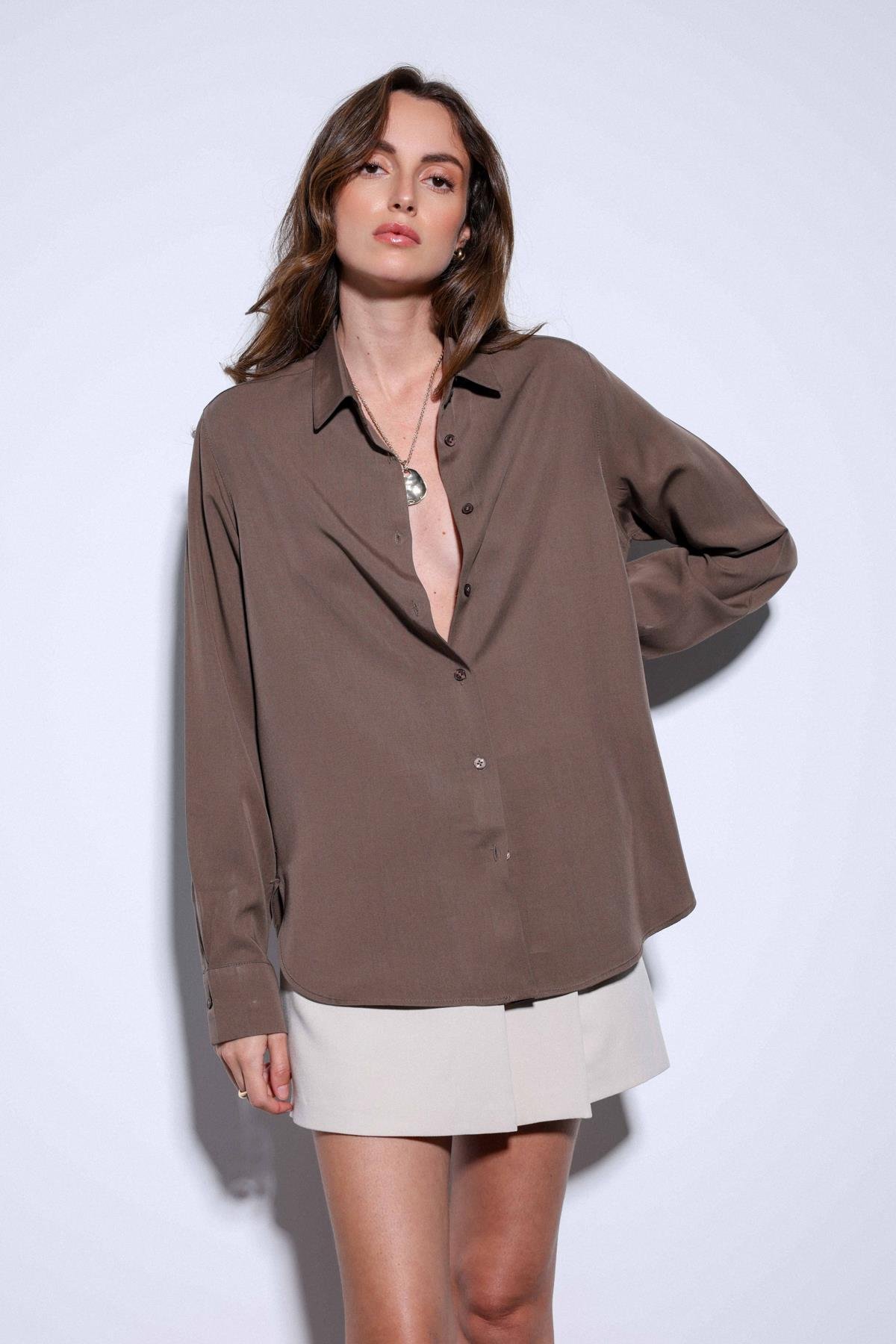 Antioch Açık Kahve Tensel Kadın Gömlek