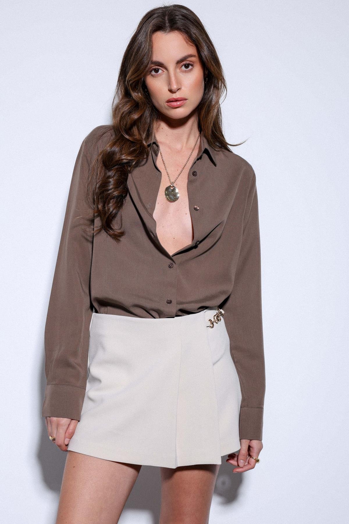 Antioch Açık Kahve Tensel Kadın Gömlek