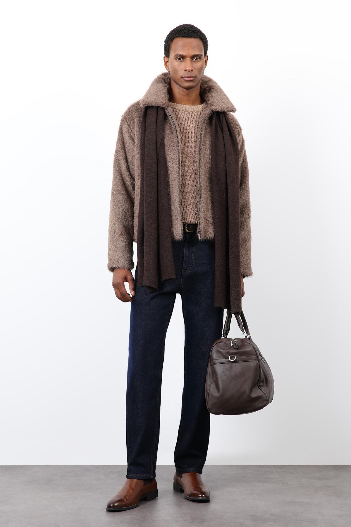 Antioch Açık Kahve Yumuşak Dokulu Erkek Mont