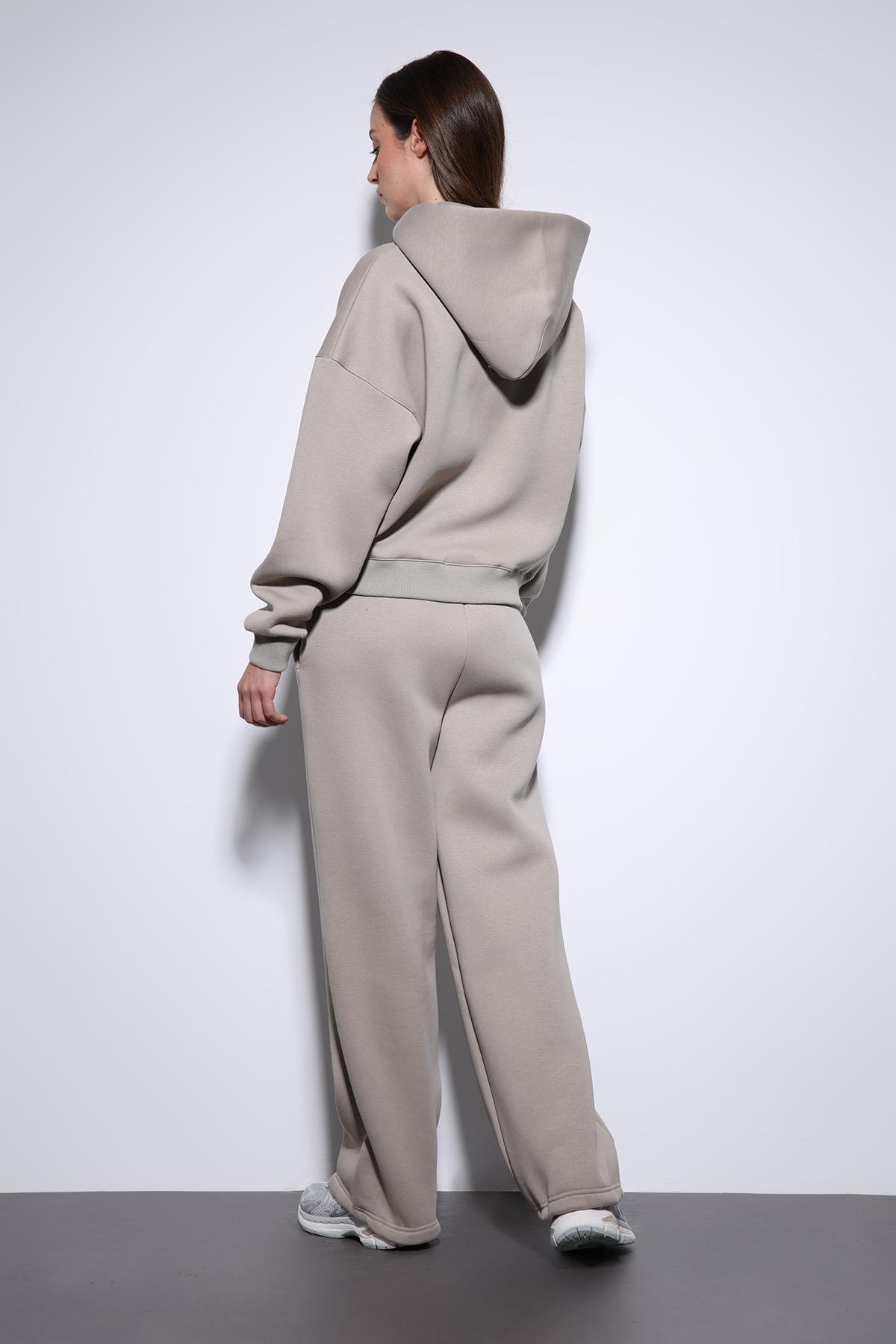 Antioch Açık Vizon Fermuarlı Kapüşanlı Kadın Sweatshirt