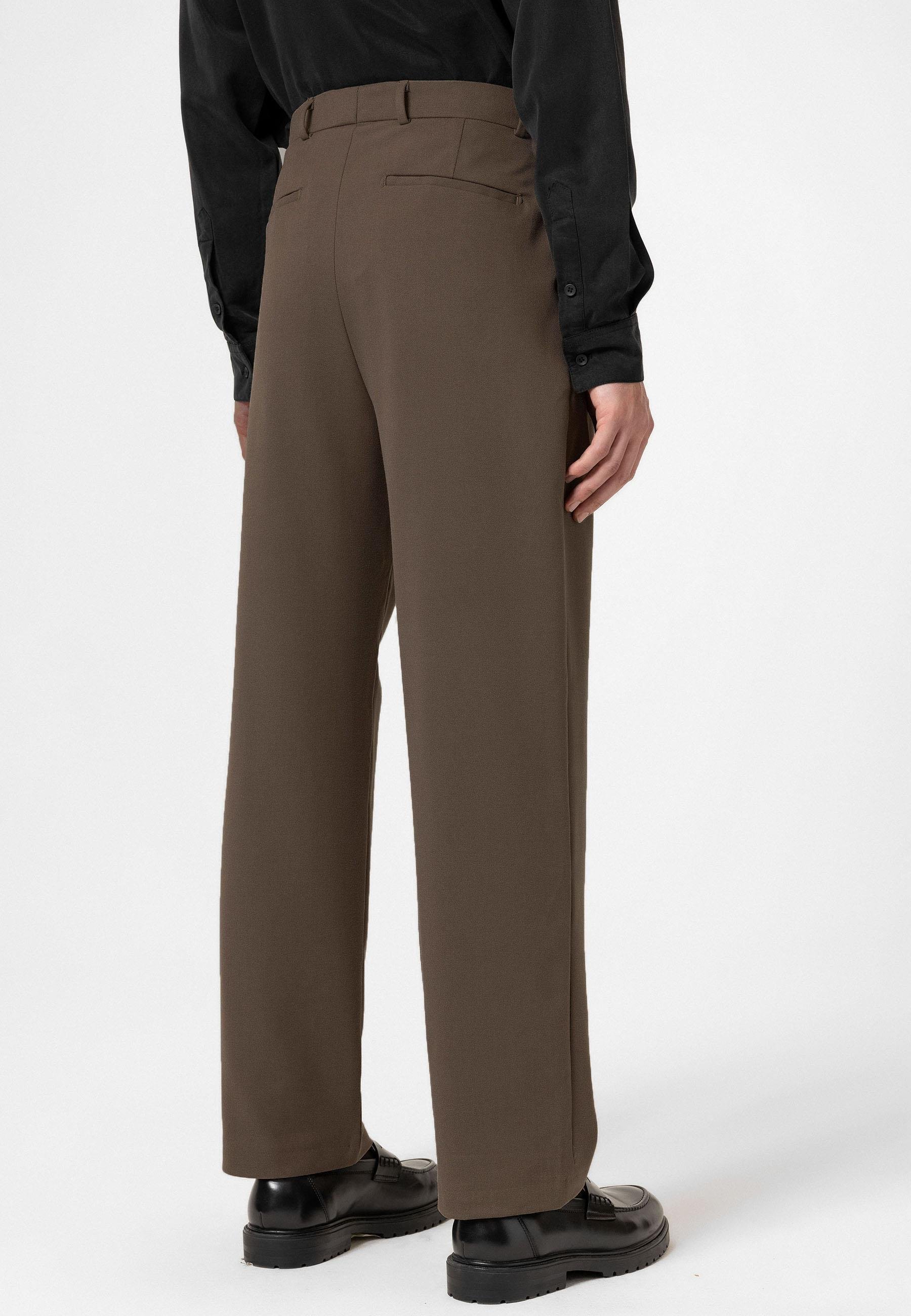 Antioch Açık Kahve Yüksek Bel Pileli Rahat Kalıp Erkek Pantolon