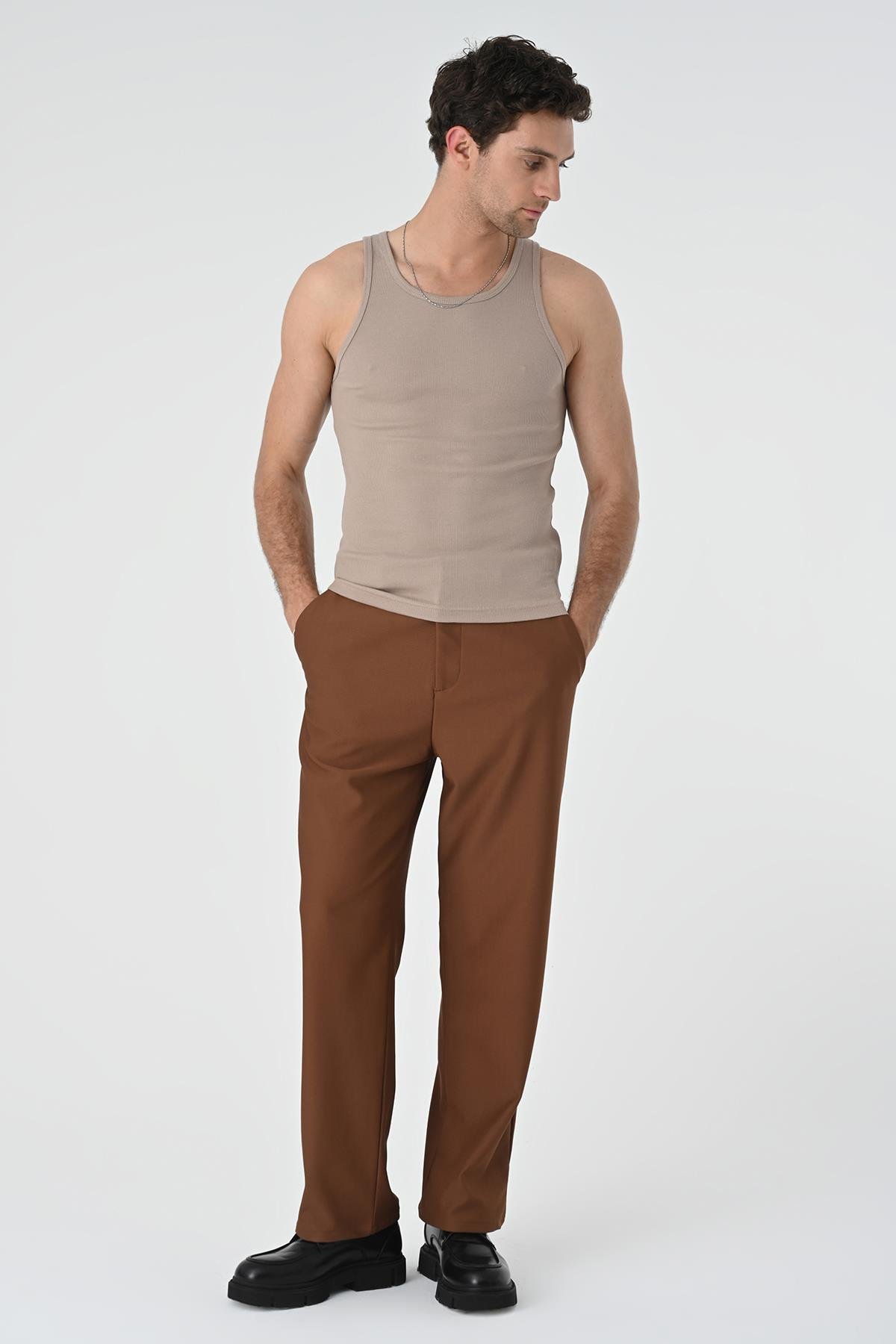 Antioch Bej Slim Fit Erkek Atlet