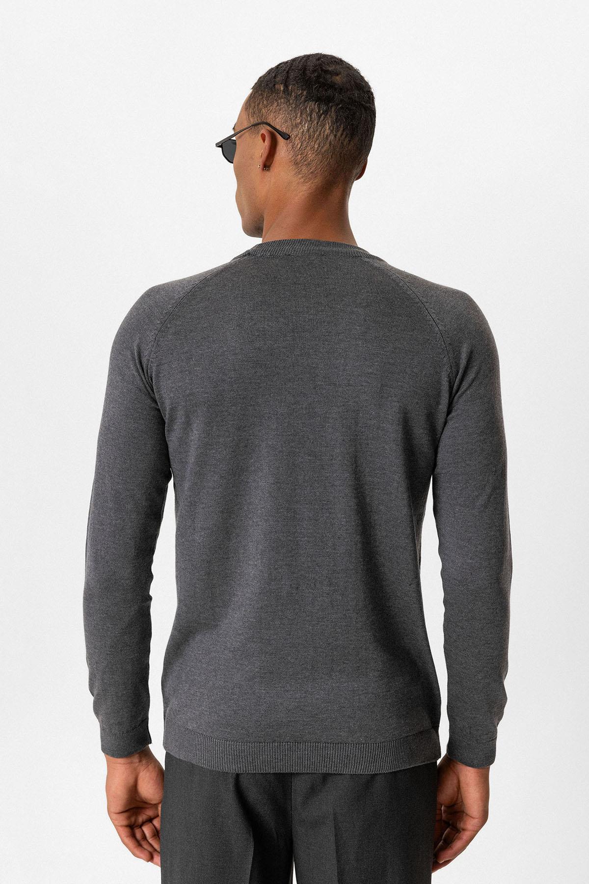 Antioch Füme Bisiklet Yaka Slim Fit Triko Kazak