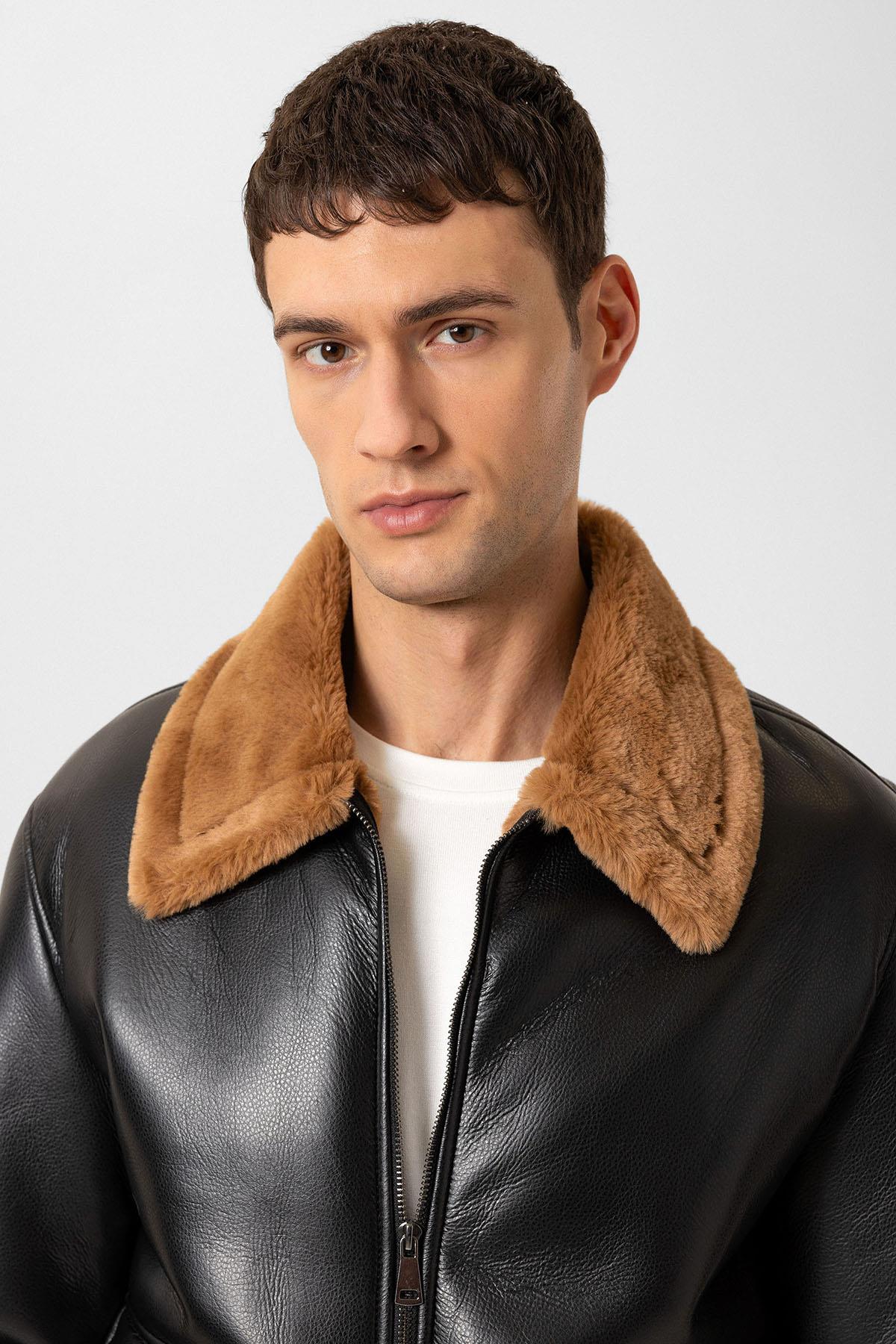 Antioch Siyah/Kahve Astar Detaylı Suni Deri Mont