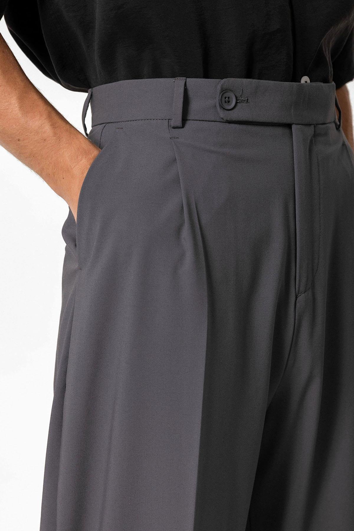 Antioch Antrasit Baggy Yüksek Bel Erkek Kumaş Pantolon