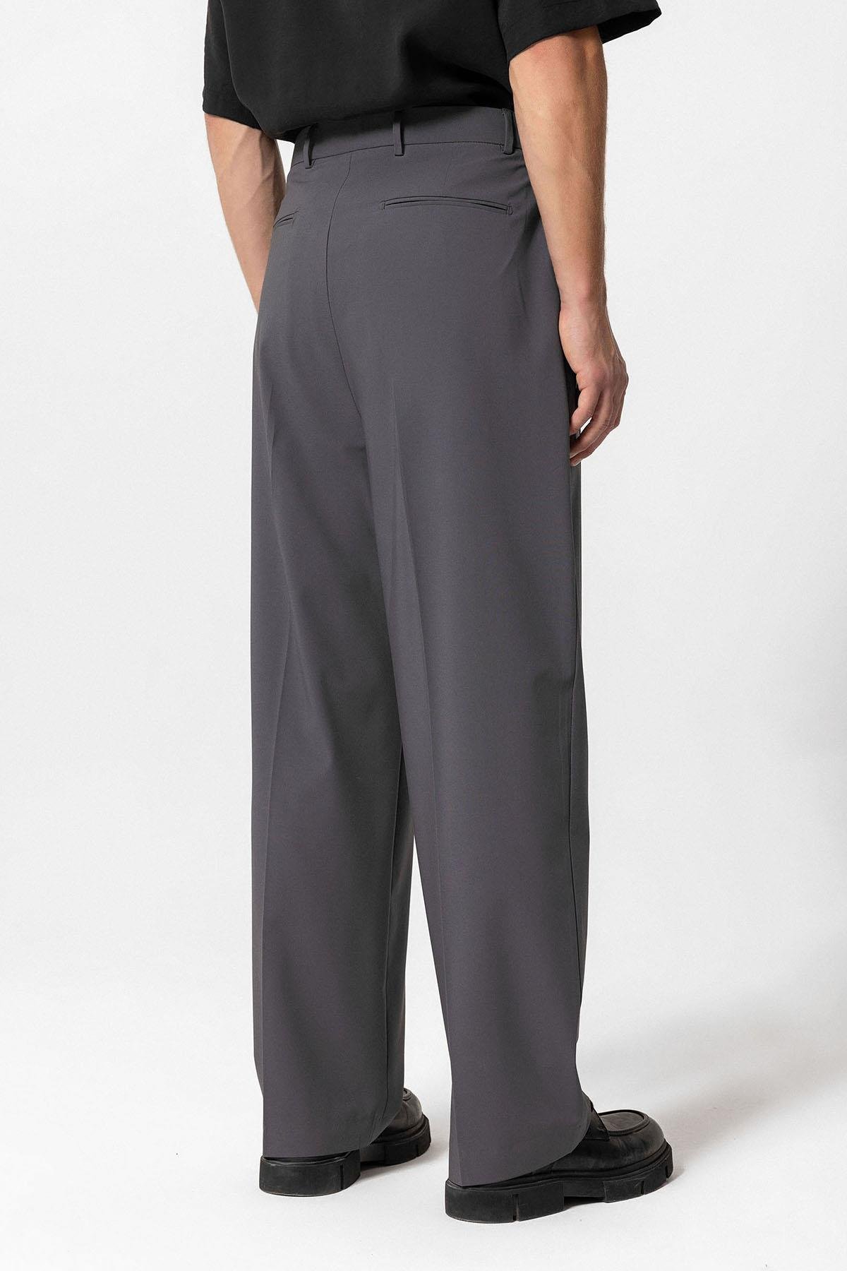 Antioch Antrasit Baggy Yüksek Bel Erkek Kumaş Pantolon