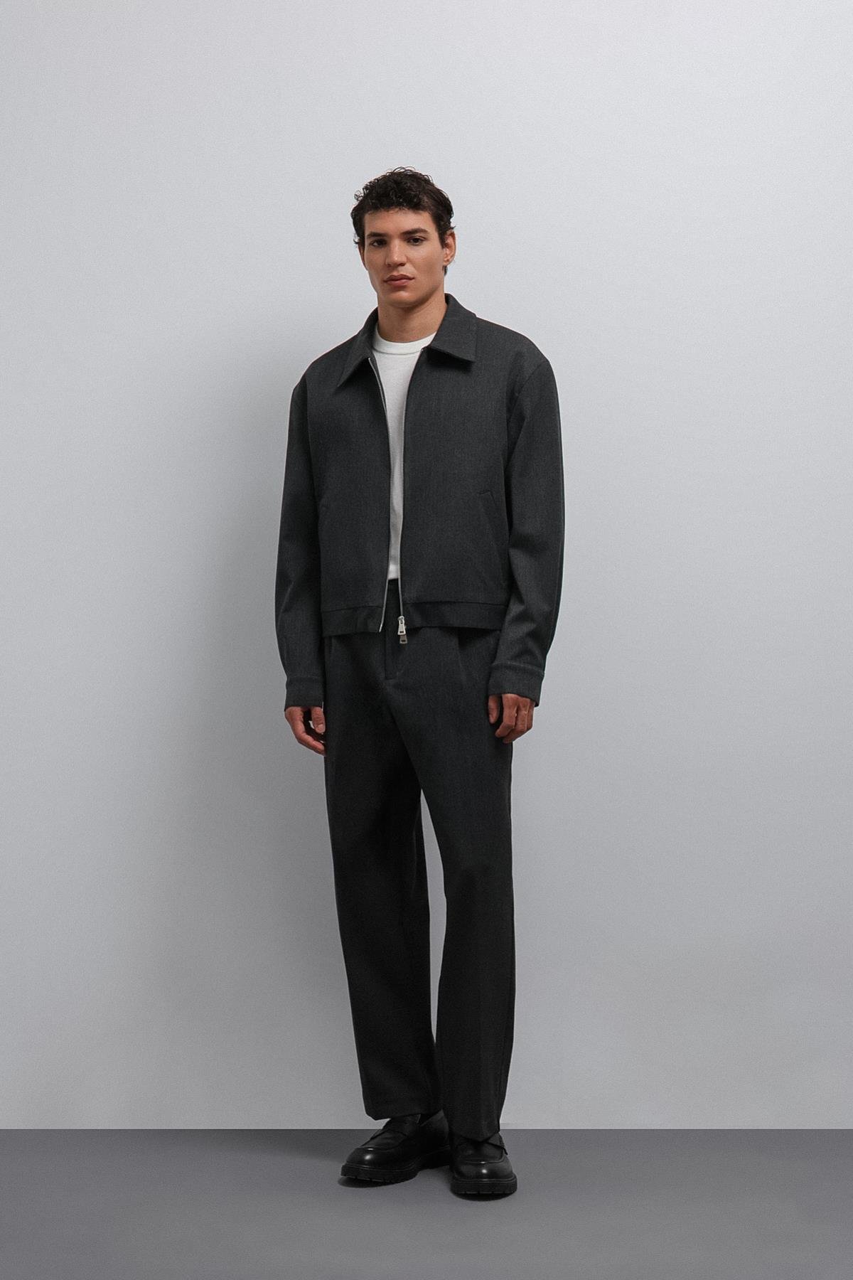 Antioch Antrasit Fermuarlı Mevsimlik Erkek Mont