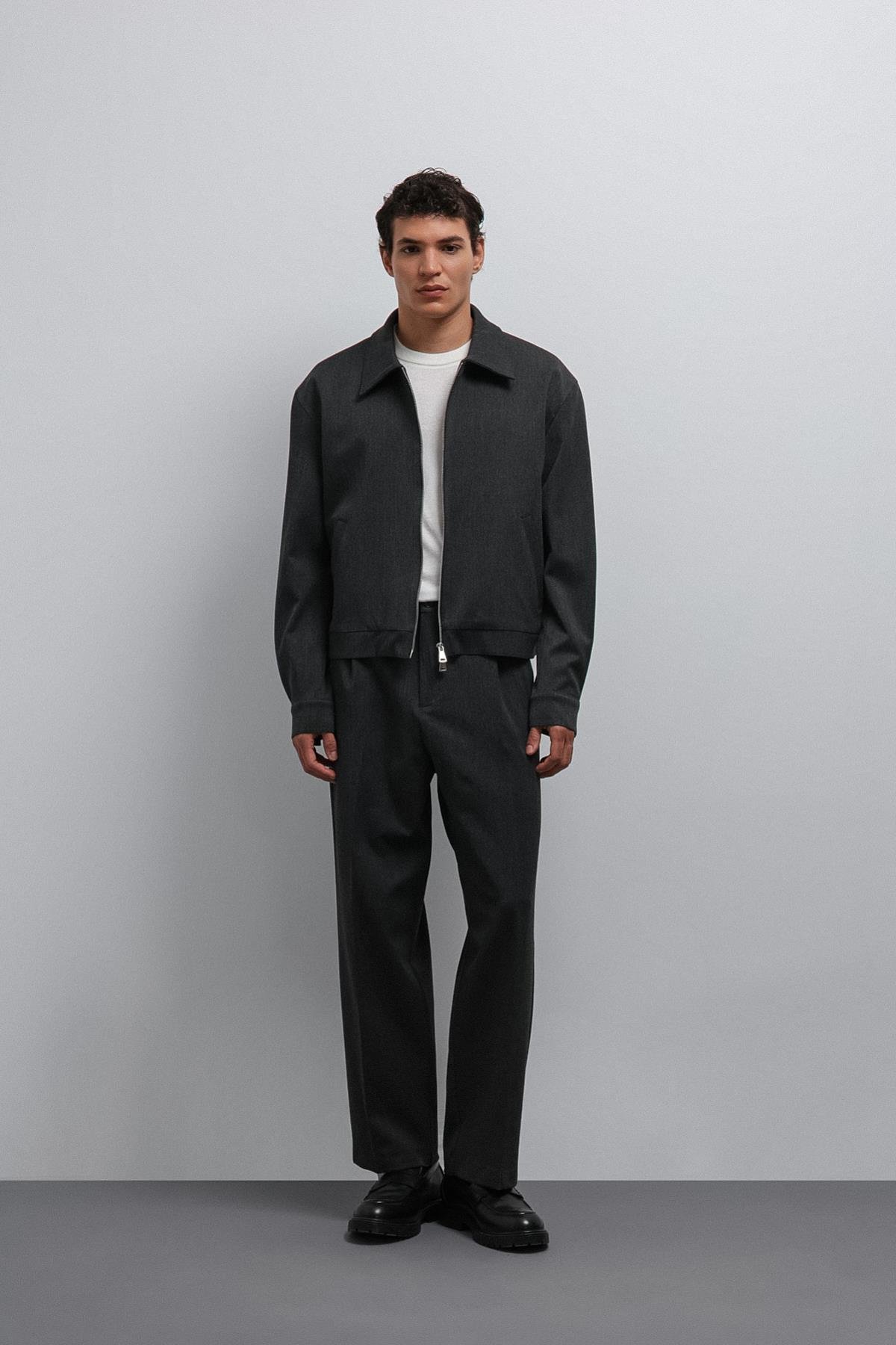 Antioch Antrasit Fermuarlı Mevsimlik Erkek Mont