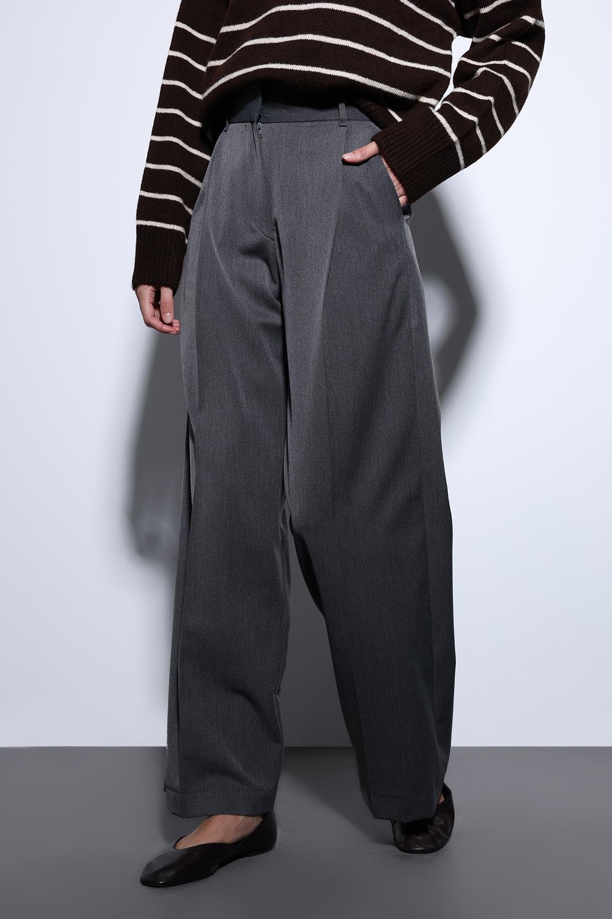 Antioch Antrasit Geniş Paça Kadın Pantolon