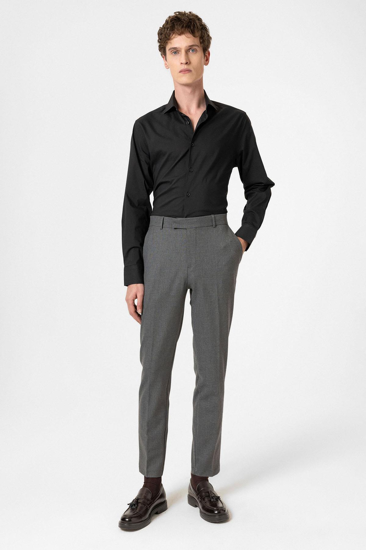 Antioch Antrasit Klasik Yüksek Bel Erkek Pantolon
