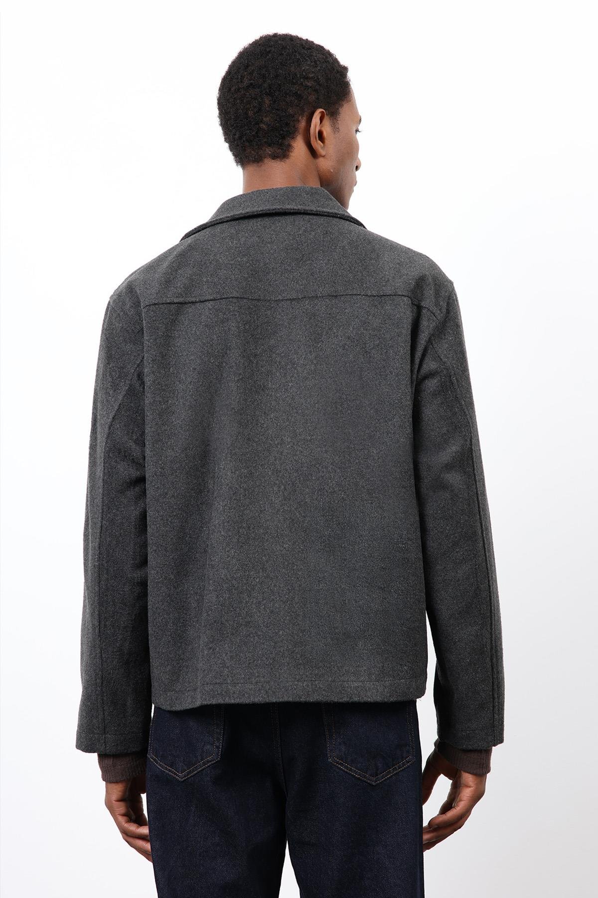 Antioch Antrasit Kruvaze Kapama Kısa Erkek Kaban