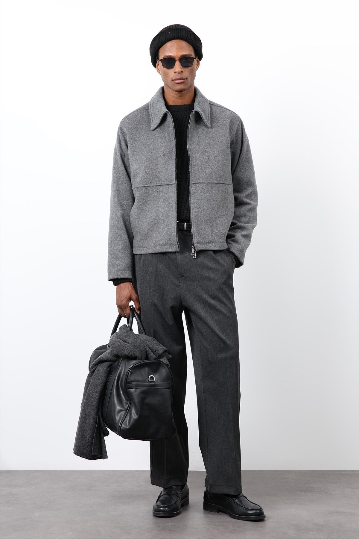 Antioch Antrasit Regular Fit Dokulu Erkek Mont