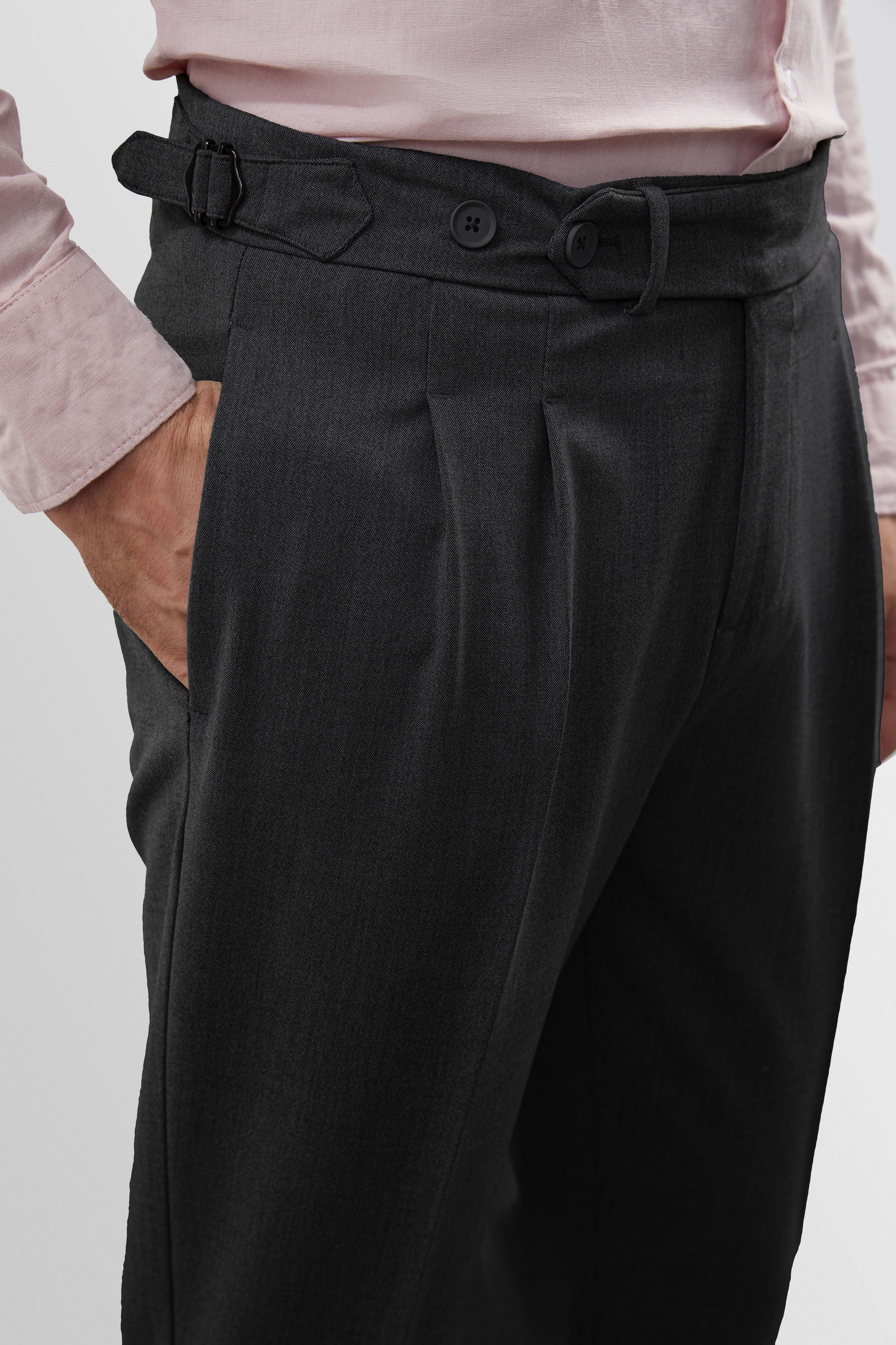 Antioch Antrasit Yüksek Bel Pileli Carrot Fit Erkek Pantolon