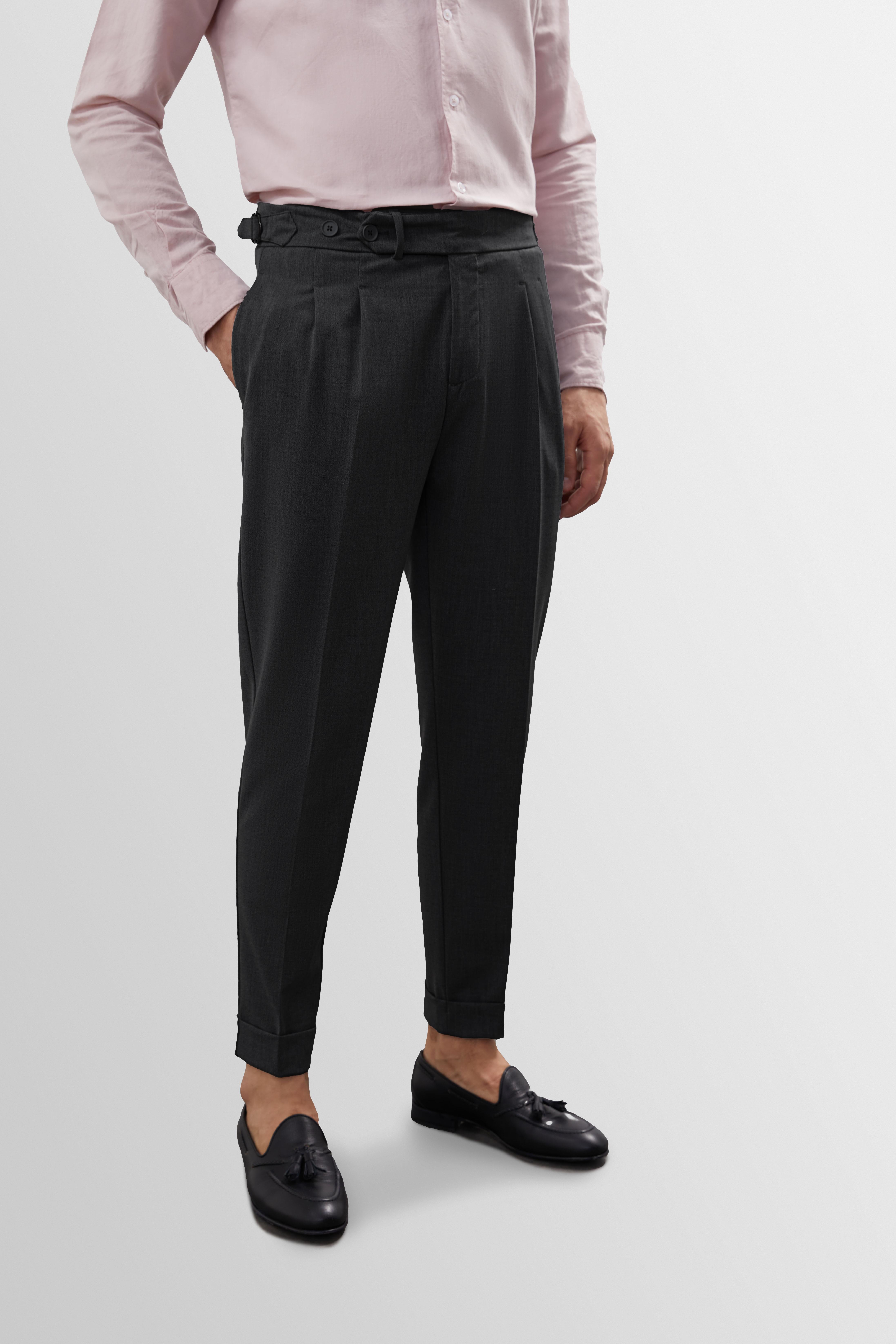 Antioch Antrasit Yüksek Bel Pileli Carrot Fit Erkek Pantolon