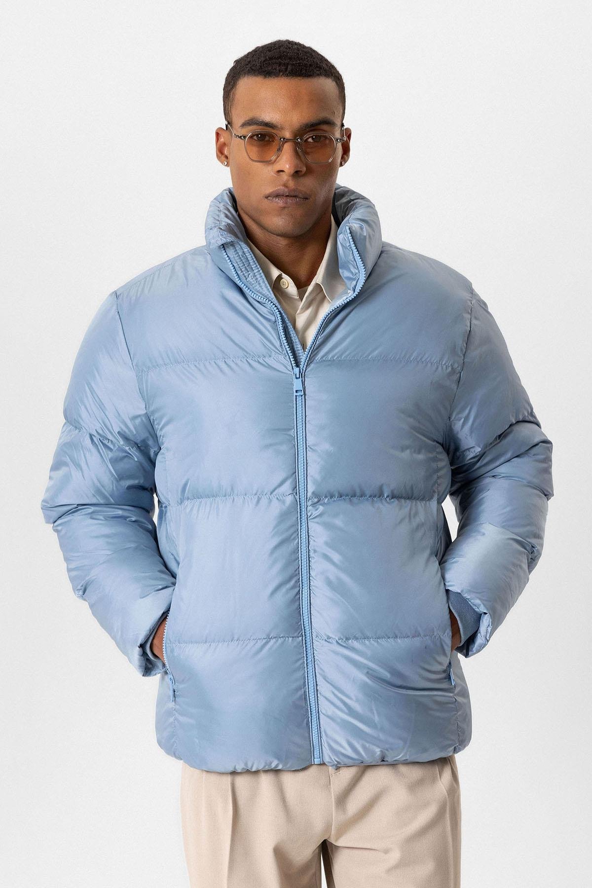 Antioch Bebe Mavi Dik Yaka Kauçuk Şişme Mont