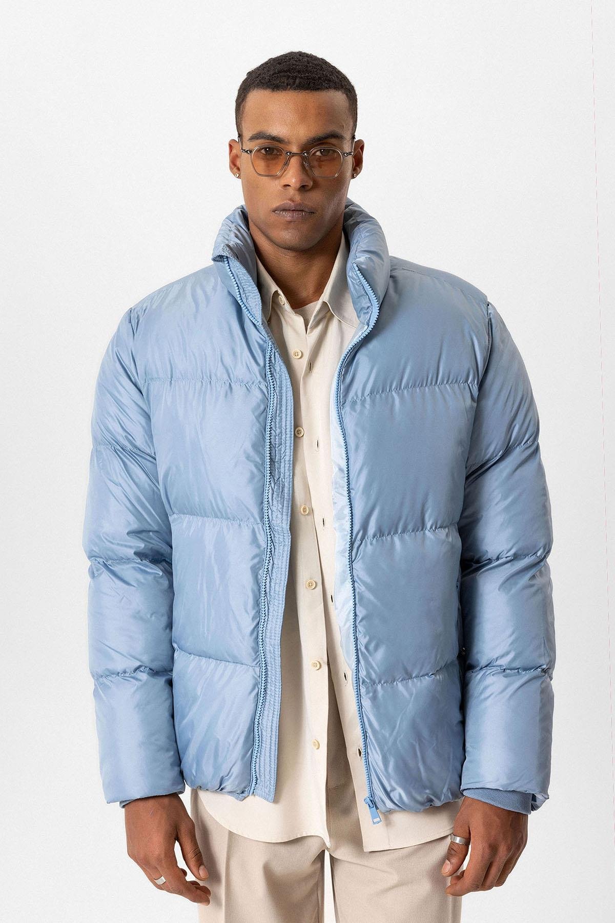 Antioch Bebe Mavi Dik Yaka Kauçuk Şişme Mont