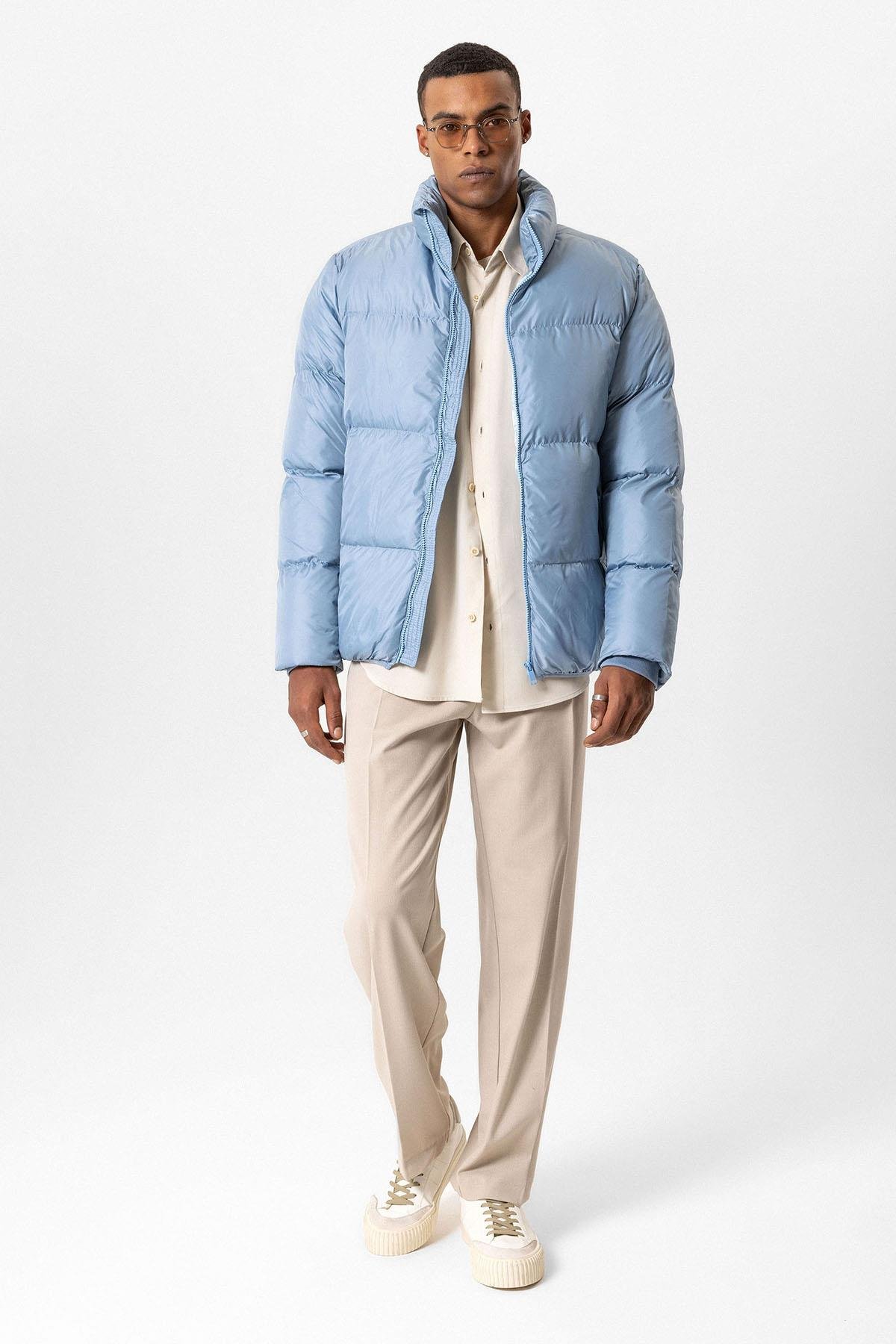 Antioch Bebe Mavi Dik Yaka Kauçuk Şişme Mont