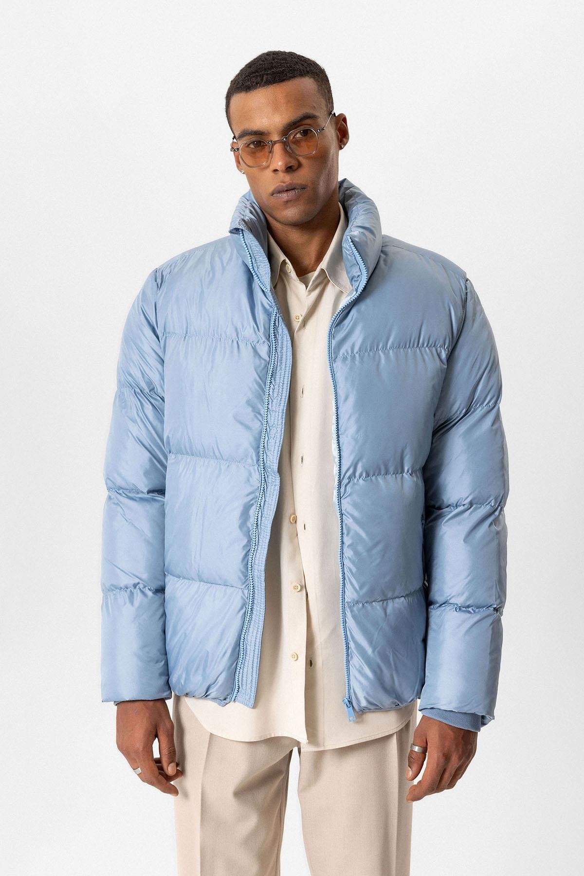 Antioch Bebe Mavi Dik Yaka Kauçuk Şişme Mont