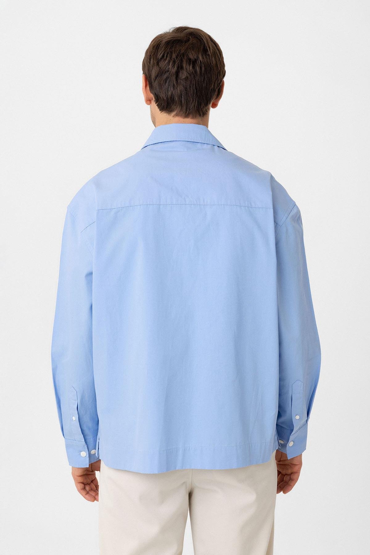 Antioch Bebe Mavi Pamuklu Relaxed Erkek Gömlek