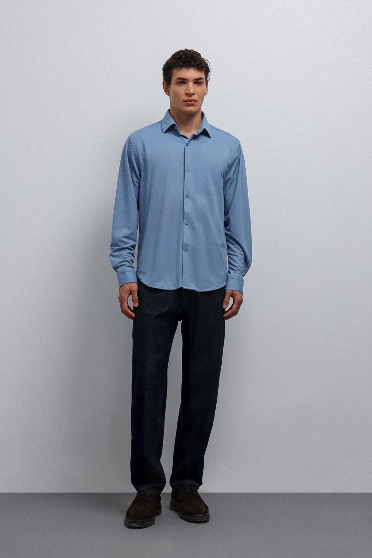 Antioch Bebe Mavi Relax Fit Erkek Gömlek