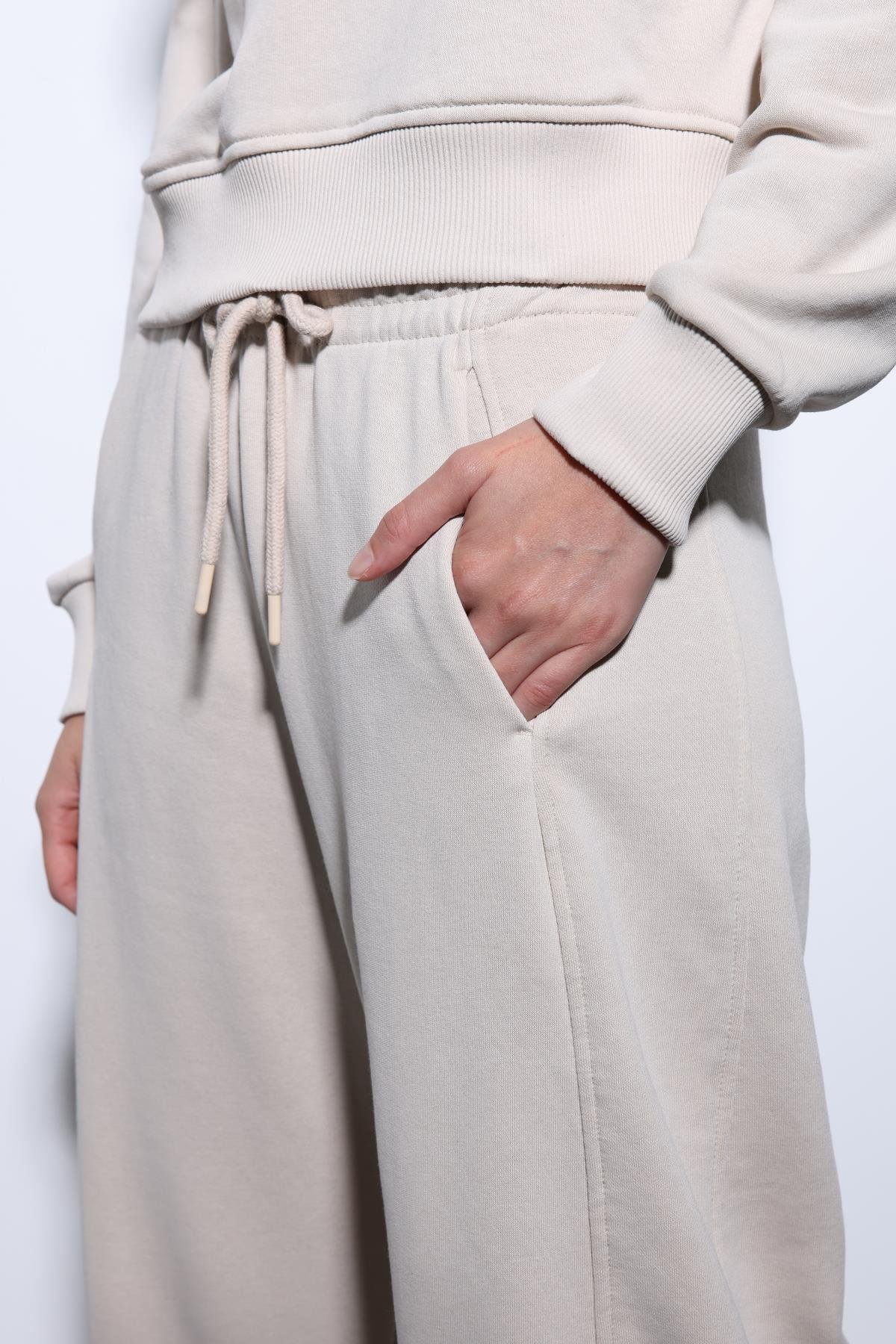 Antioch Bej Basic Düz Paça Kadın Eşofman Altı