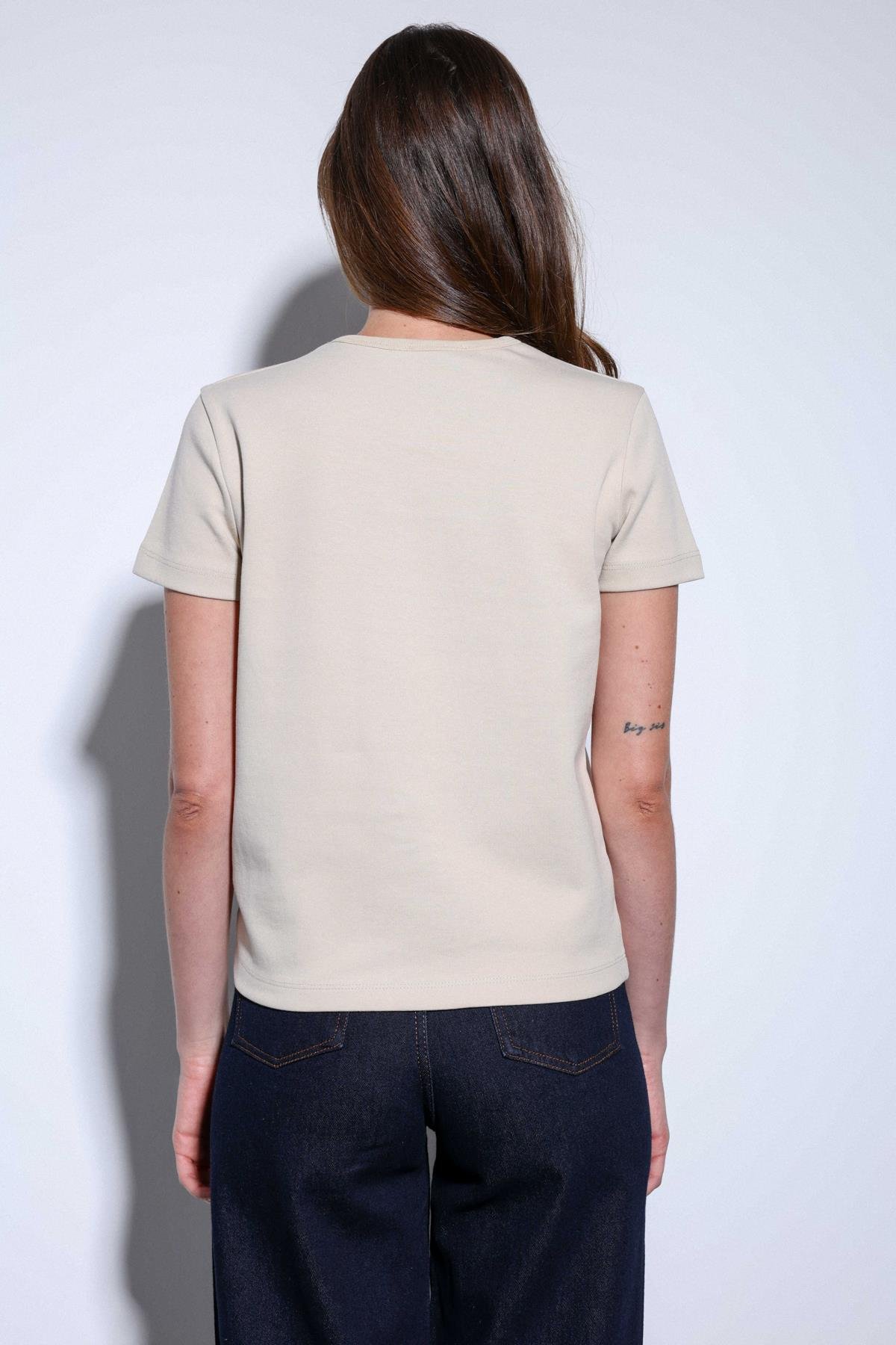 Antioch Bej Basic Kadın T-Shirt