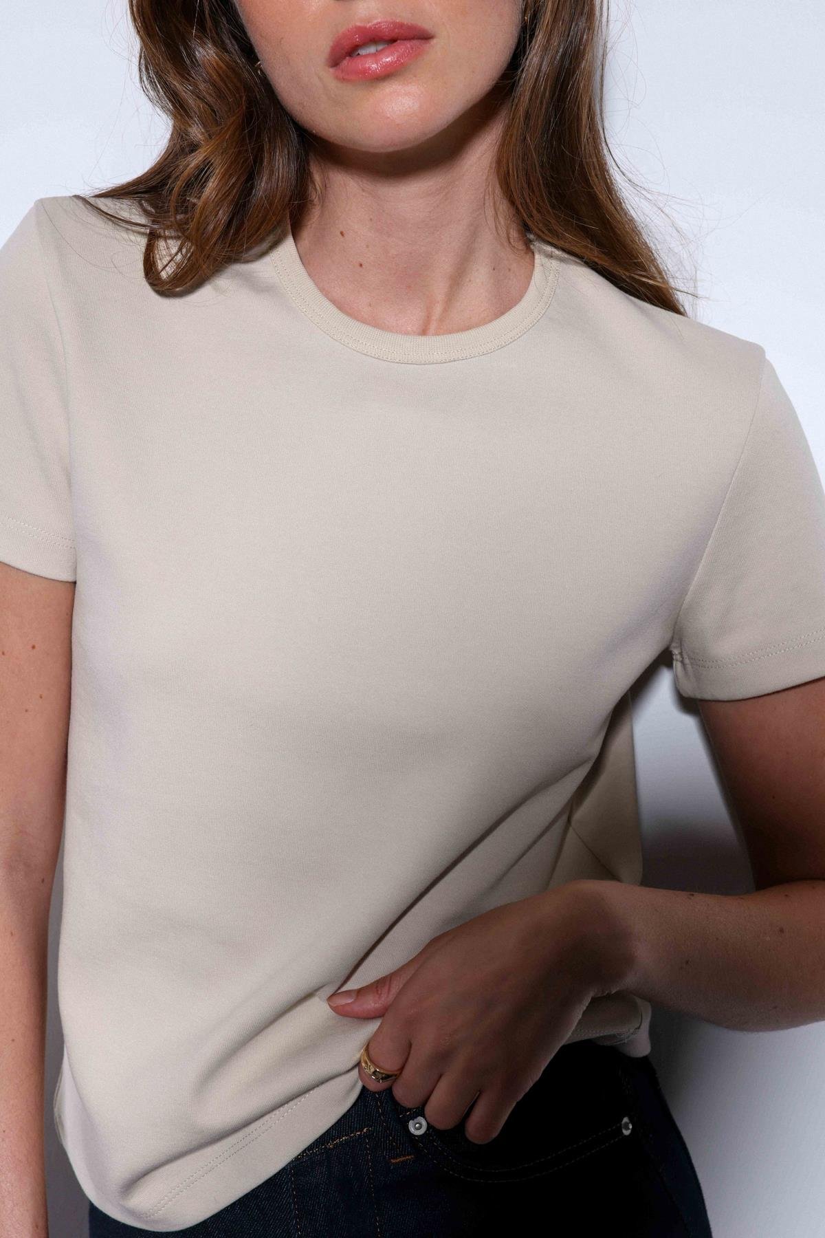 Antioch Bej Basic Kadın T-Shirt