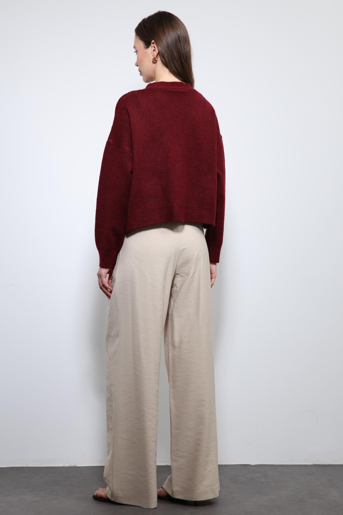 Antioch Bej Bel Lastikli Pileli Kadın Pantolon